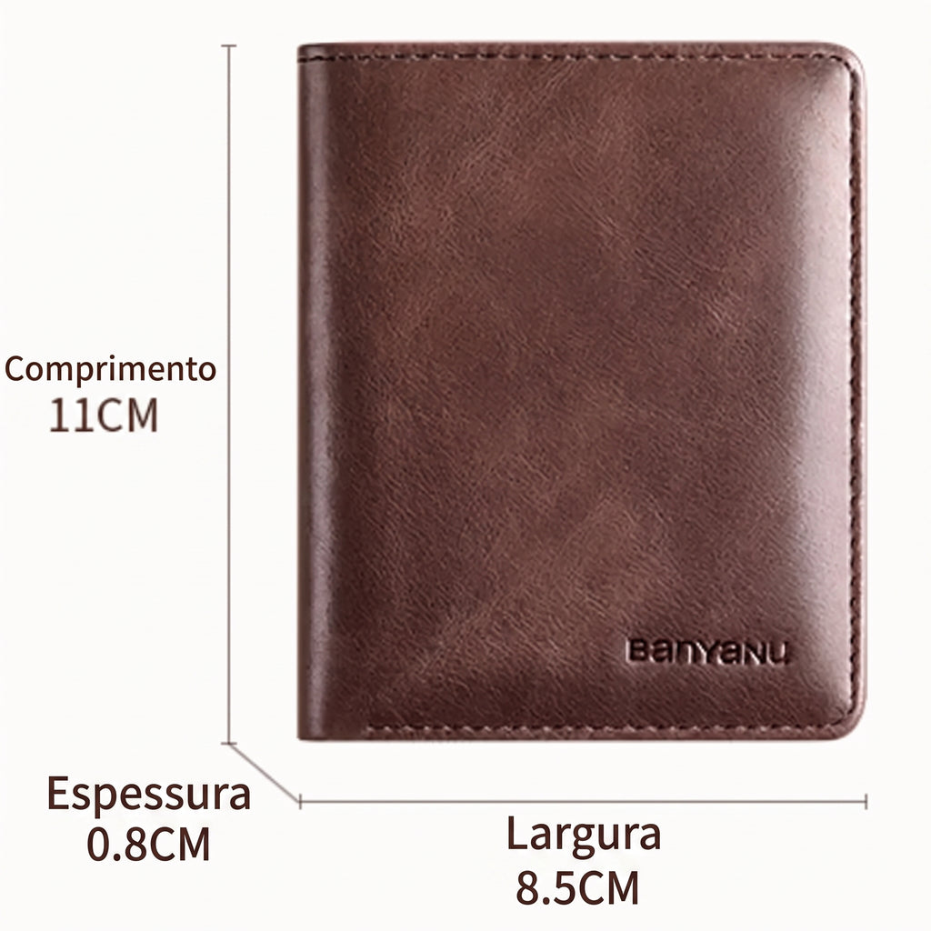 Carteira Masculina Vertical Slim de Couro Legítimo RFID