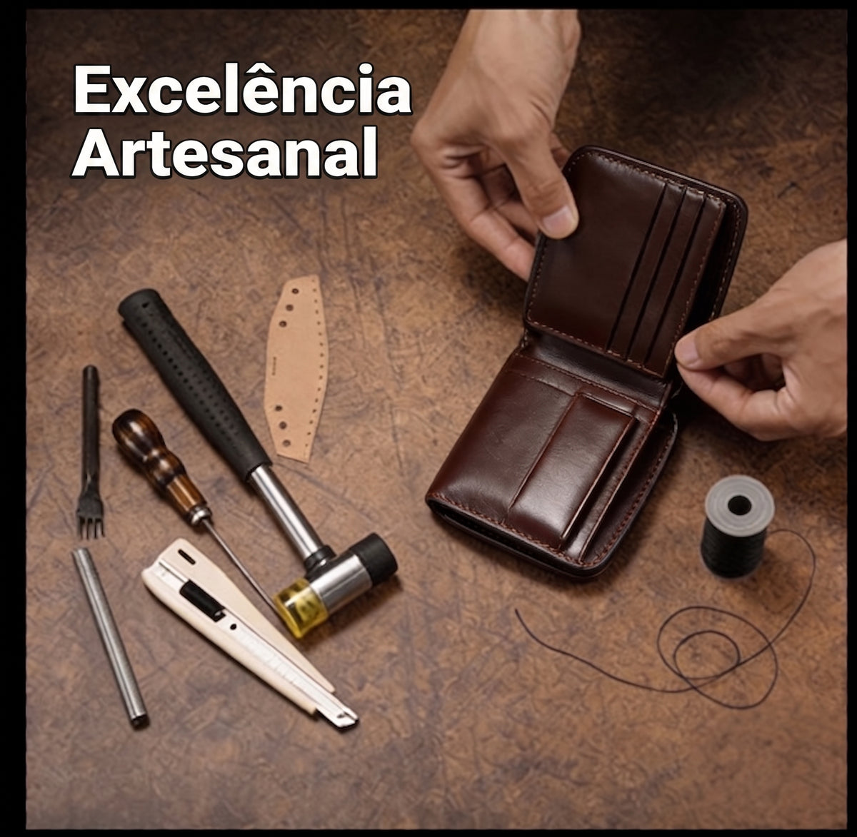 Carteira Masculina de Couro Legítimo Vertical Slim RFID