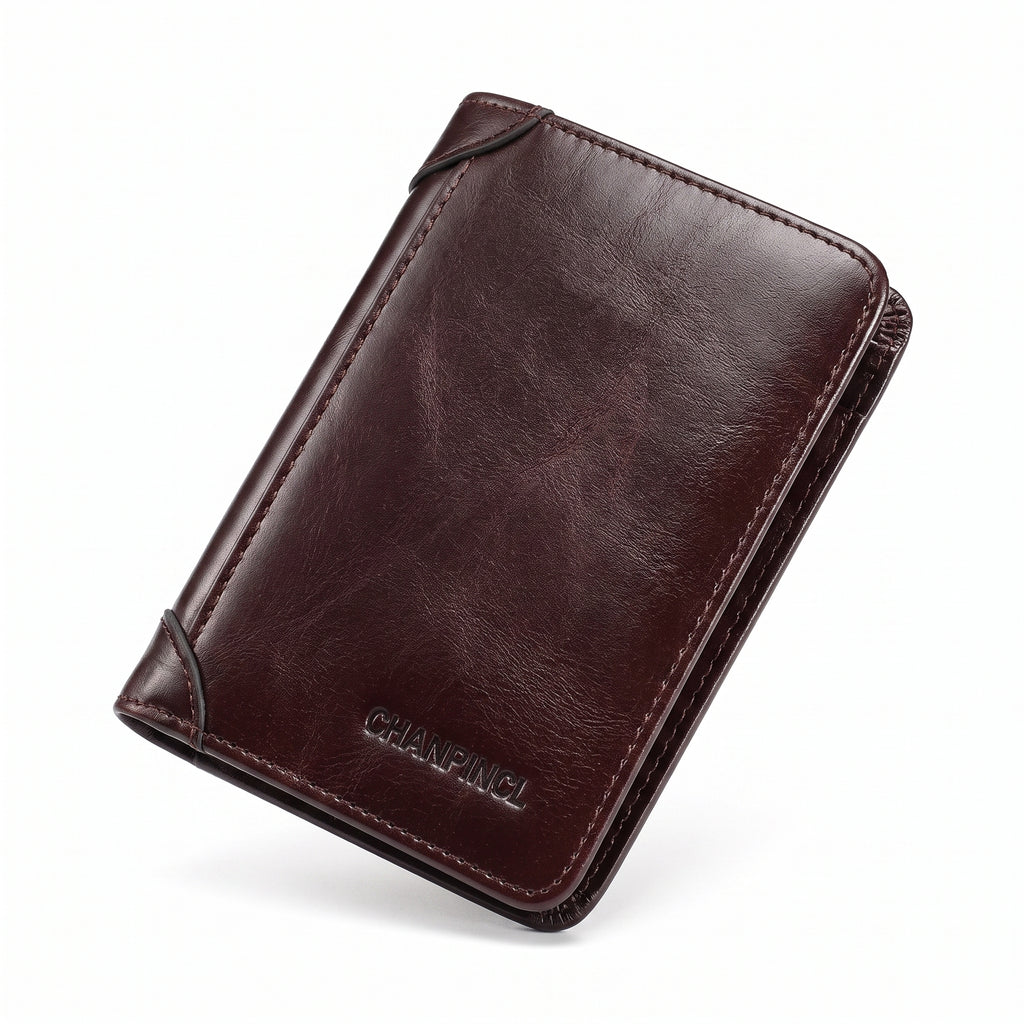 Carteira Masculina de Couro Legítimo Vertical Slim RFID