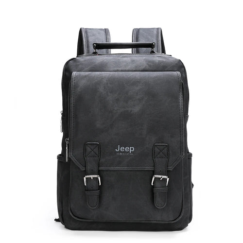 Mochila JEEP BULUO em Couro Split para Notebook