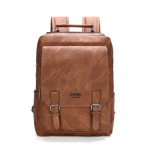 Mochila JEEP BULUO em Couro Split para Notebook