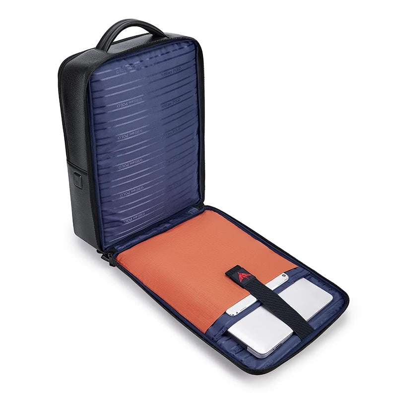 Mochila Masculina WilliamPAUL Impermeável de Couro para Notebook