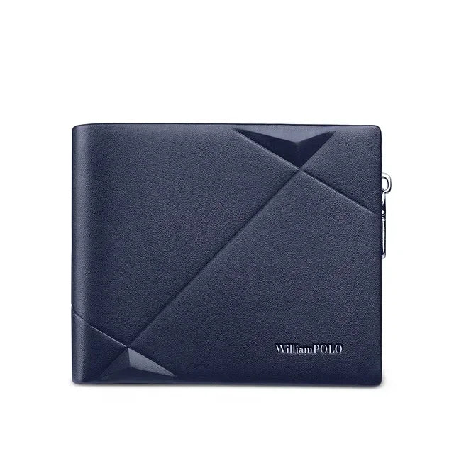 Carteira Masculina Bifold de Couro Legítimo com Zíper