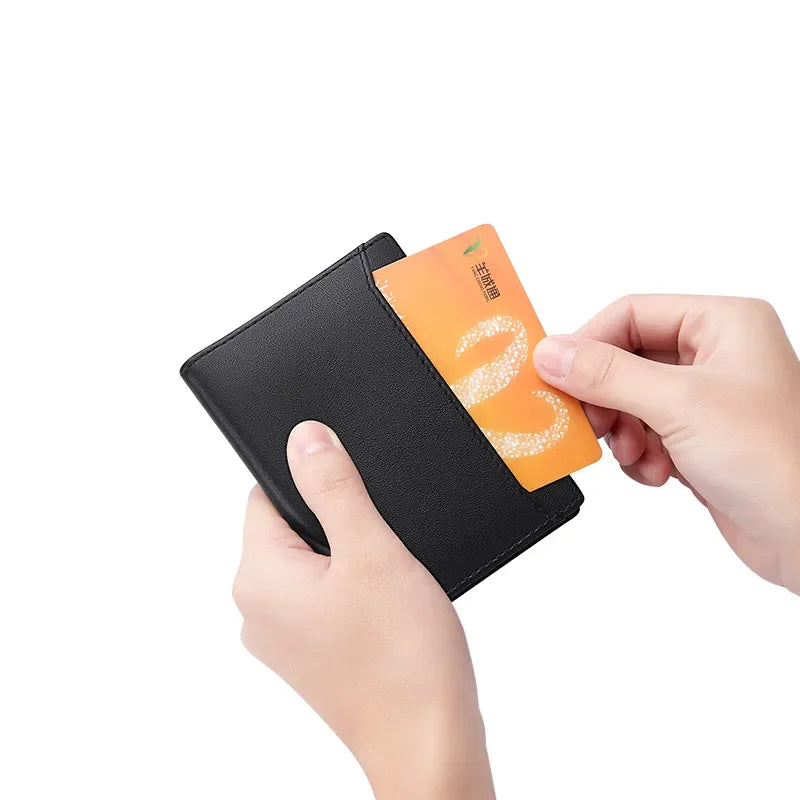 Carteira Masculina RFID de Couro Legítimo Slim Porta Cartões