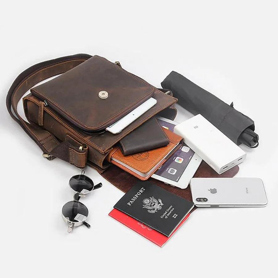 Bolsa Transversal Masculina de Couro Legítimo