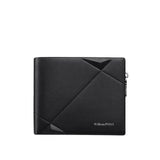 Carteira Masculina Bifold de Couro Legítimo com Zíper