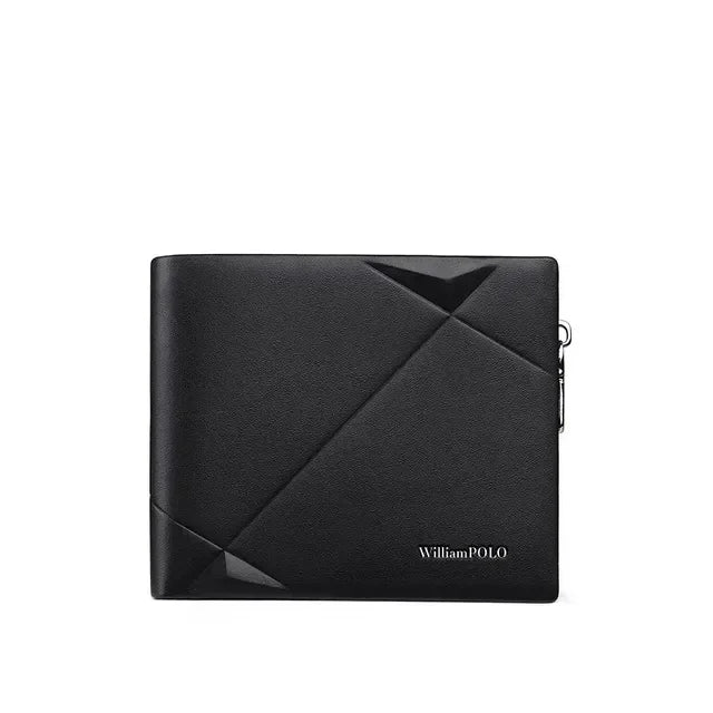 Carteira Masculina Bifold de Couro Legítimo com Zíper
