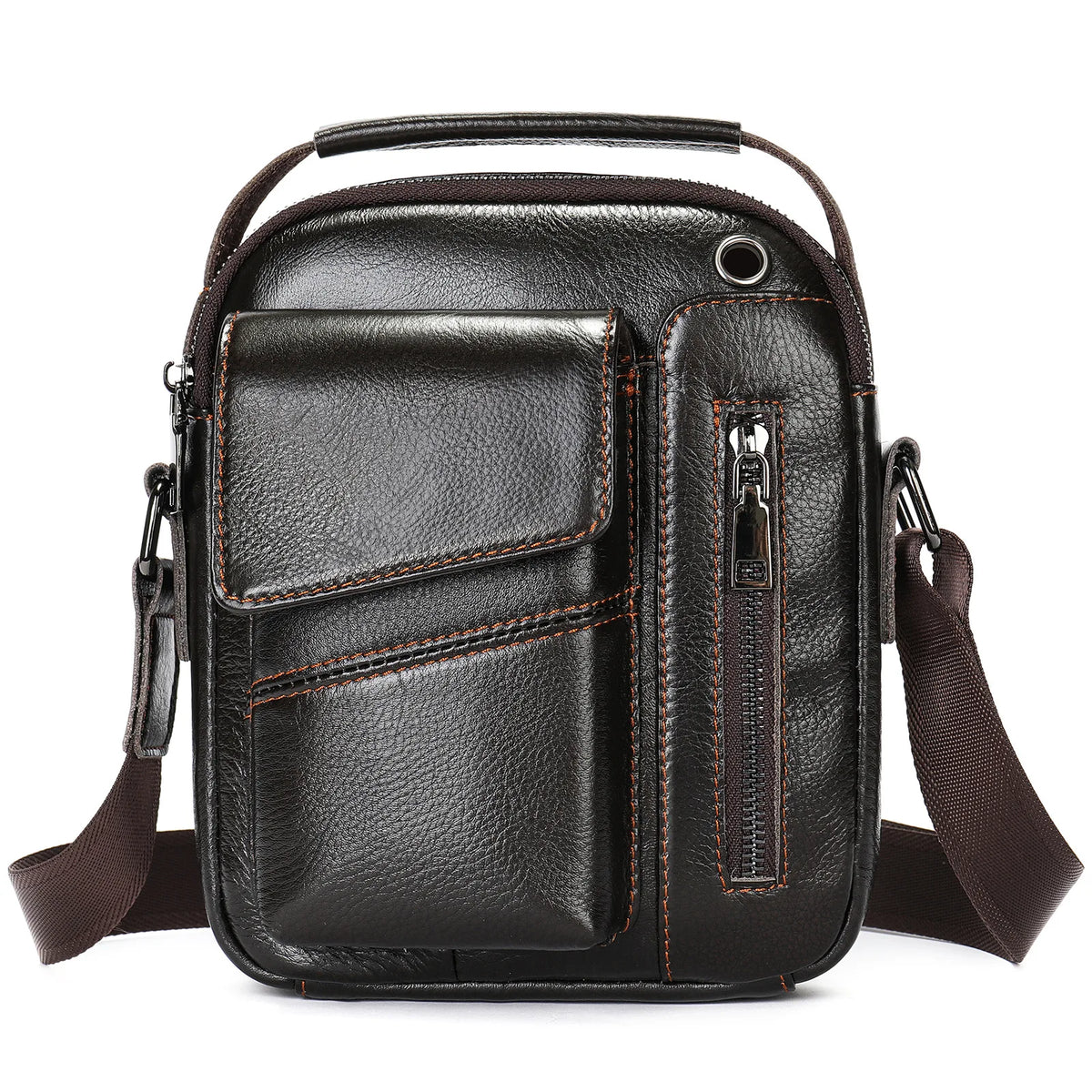 Bolsa Transversal Masculina de Couro Legítimo Vintage