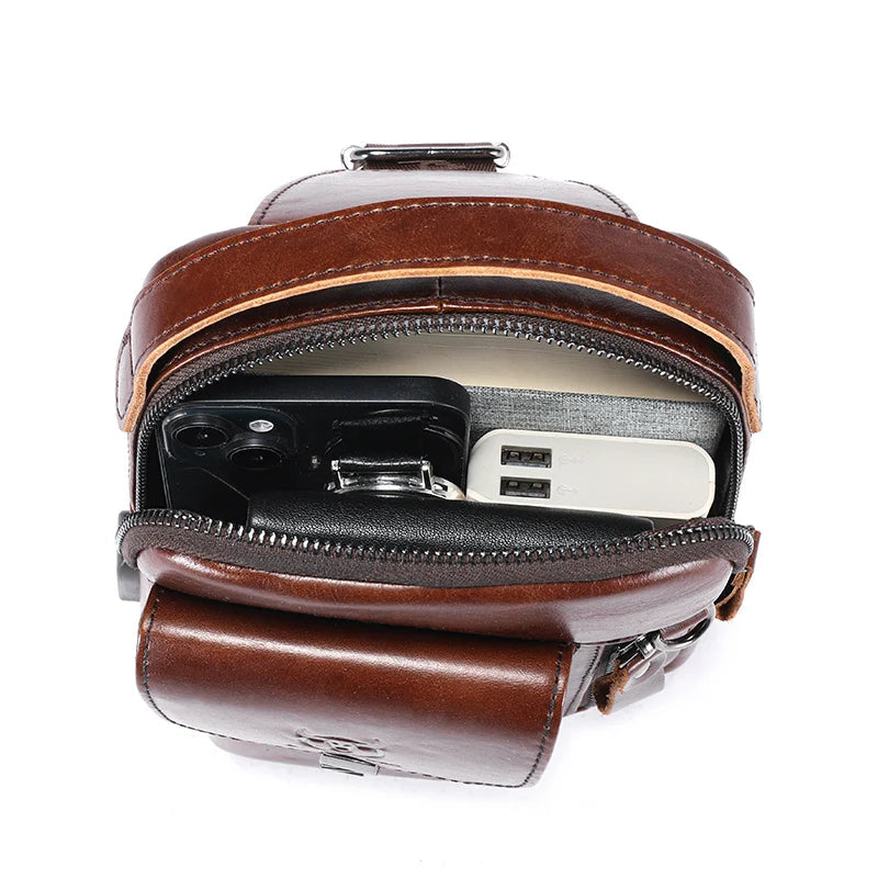 Bolsa Peitoral Masculina de Couro Legítimo BULLCAPTAIN