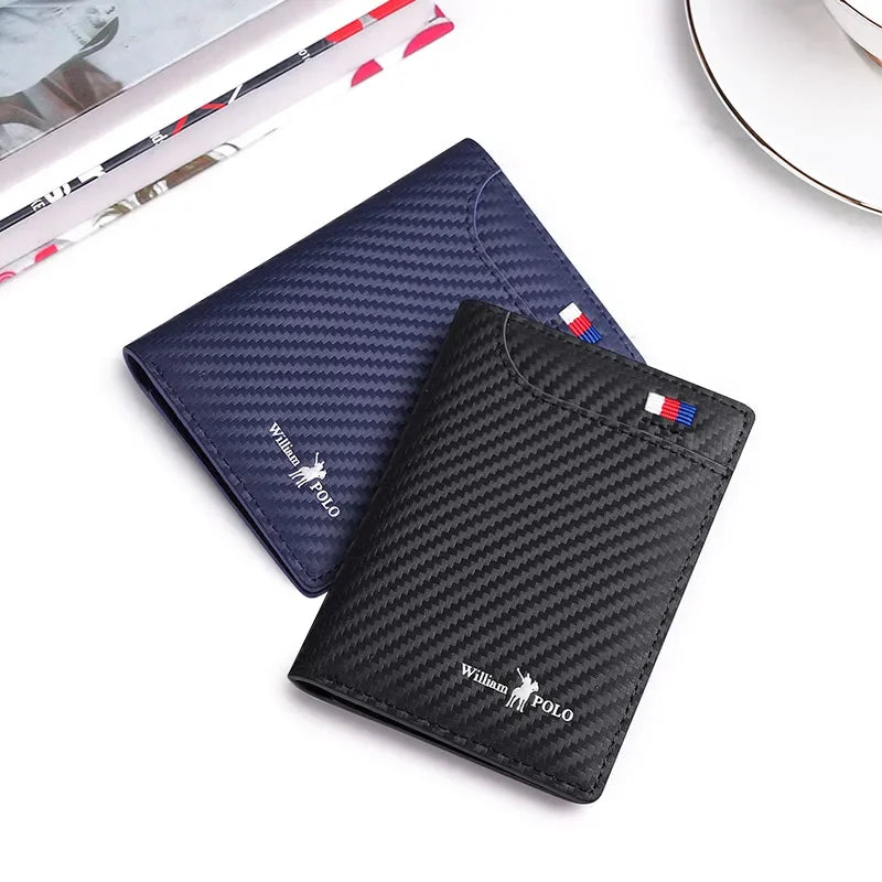 Carteira Masculina WILLIAMPOLO de Couro RFID com Fibra de Carbono