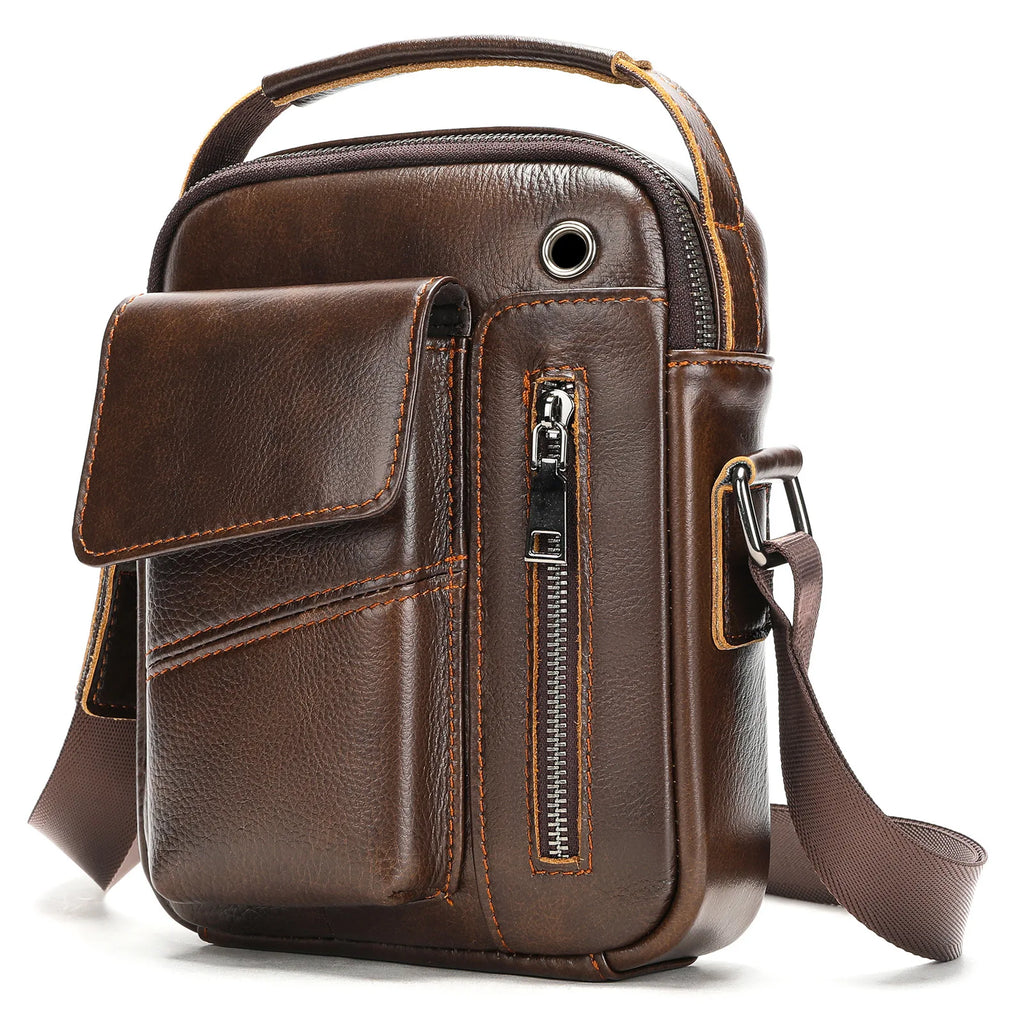 Bolsa Transversal Masculina de Couro Legítimo Vintage