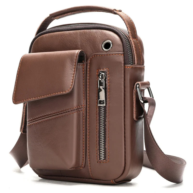 Bolsa Transversal Masculina de Couro Legítimo Vintage