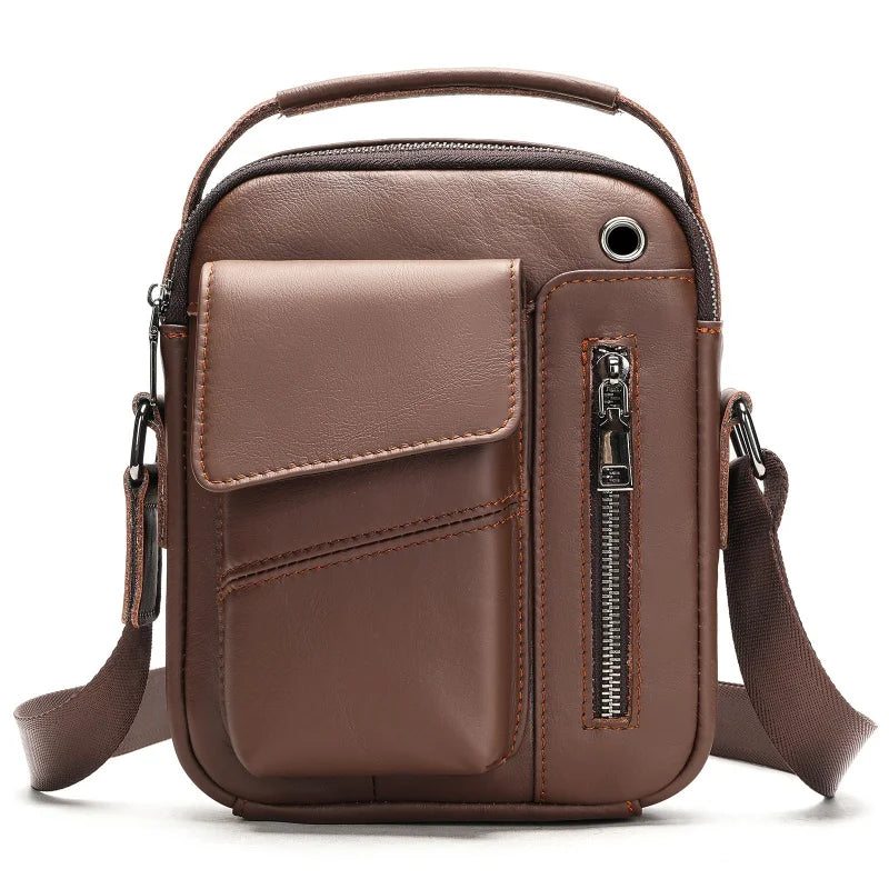 Bolsa Transversal Masculina de Couro Legítimo Vintage