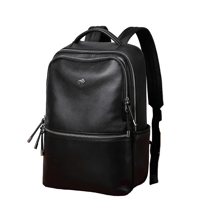 Mochila Masculina Bison Denim de Couro Legítimo para Notebook
