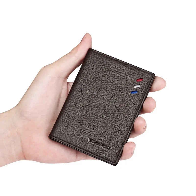 Carteira Masculina de Couro Legítimo Compacta Porta-Cartões