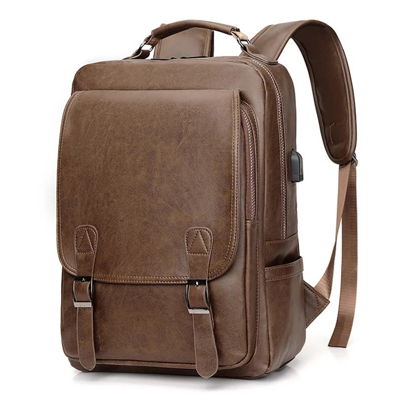 Mochila Masculina Impermeável em PU para Notebook