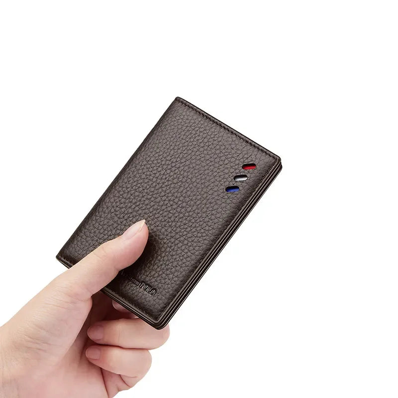 Carteira Masculina de Couro Legítimo Compacta Porta-Cartões