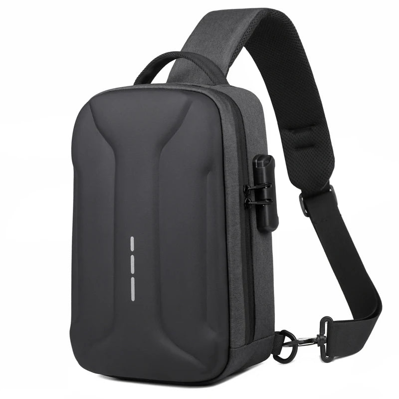 Bolsa Peitoral Masculina com Fecho de Senha e Entrada USB