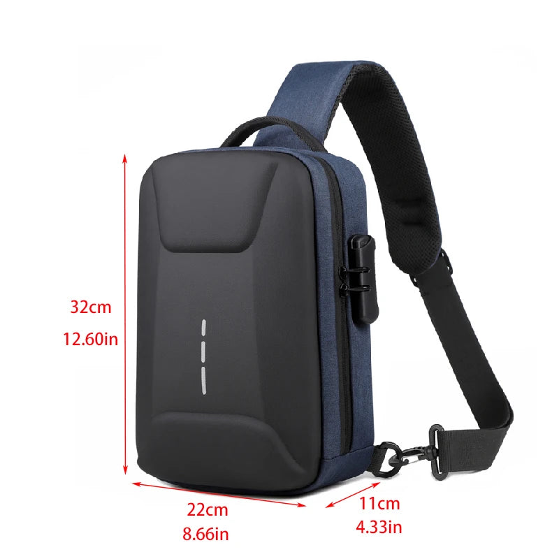 Bolsa Peitoral Masculina com Fecho de Senha e Entrada USB