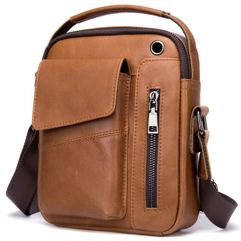 Bolsa Transversal Masculina de Couro Legítimo Vintage
