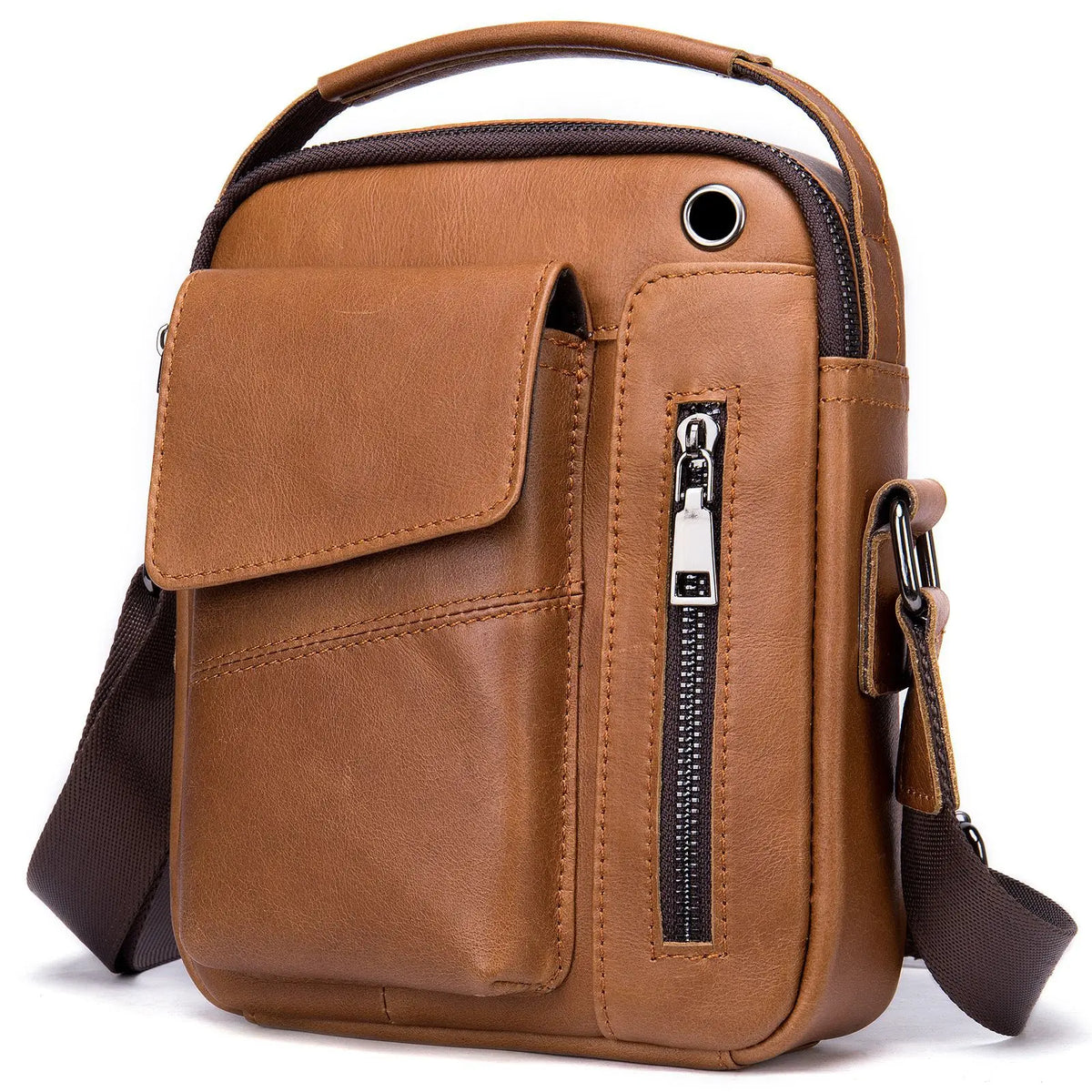 Bolsa Transversal Masculina de Couro Legítimo Vintage