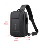 Bolsa Peitoral Masculina com Fecho de Senha e Entrada USB