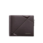 Carteira Masculina Bifold de Couro Legítimo com Zíper
