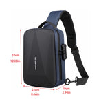 Bolsa Peitoral Masculina com Fecho de Senha e Entrada USB