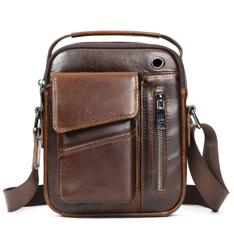 Bolsa Transversal Masculina de Couro Legítimo Vintage