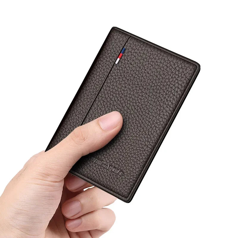 Carteira Masculina Ultrafina de Couro Legítimo Porta-Cartões