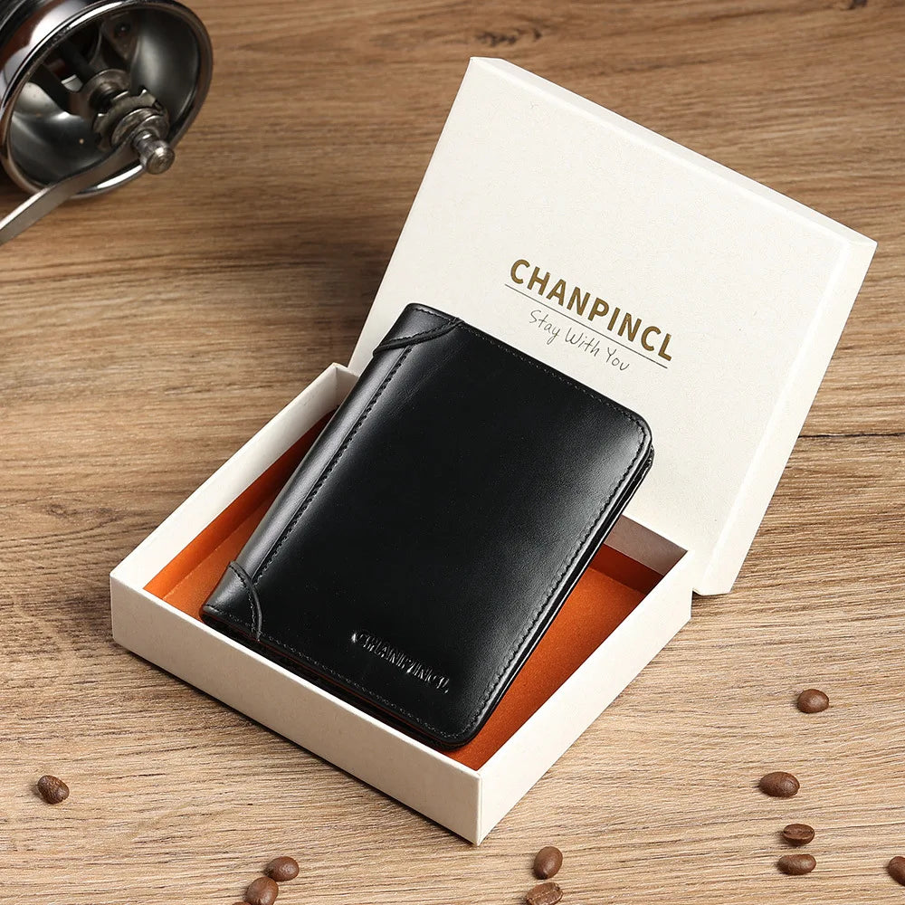 Carteira Masculina de Couro Legítimo Vertical Slim RFID